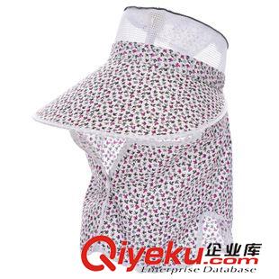 采茶帽 藝海采茶帽 時尚碎花網(wǎng)格夏季防曬帽 創(chuàng)意紐扣騎車遮臉帽子批發(fā)原始圖片2