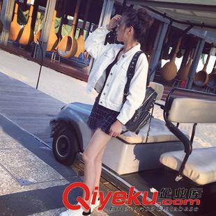9月8號新款 包郵女*秋季新品韓系時(shí)尚港范超有型寬松白色女牛仔休閑外套開衫