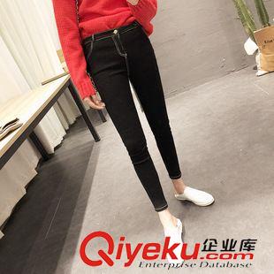 10月7號新款 加盟女*秋冬新品 韓版白色車線包邊彈力棉純黑色打底褲小腳褲長褲原始圖片2