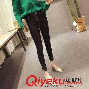 10月7號新款 加盟女*秋冬新品 韓版白色車線包邊彈力棉純黑色打底褲小腳褲長褲原始圖片3