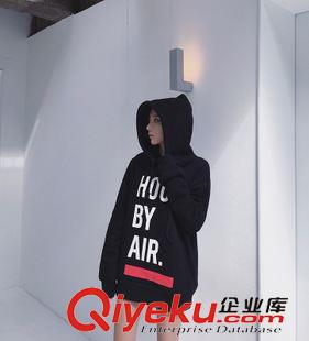 10月18號新款 包郵女*2015秋季新品韓范字母簡約寬松百搭加絨帶帽套頭學(xué)生衛(wèi)衣原始圖片3