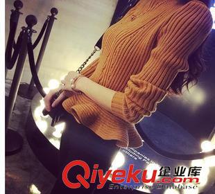 毛衣 2015秋裝新品韓版時(shí)尚甜美清新修身顯瘦長(zhǎng)袖上衣套頭針織衫毛衣女原始圖片3