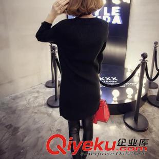 毛衣 佐妮婭*2015秋季新款韓版V領(lǐng)七分袖中長(zhǎng)款修身百搭針織毛衣女原始圖片2