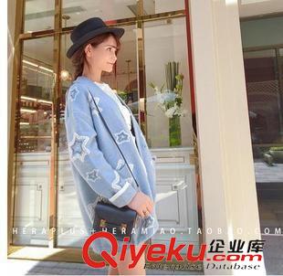 毛衣 佐妮婭*2015秋季新品歐美進(jìn)口電腦嵌花手工釘珠長袖星星毛衣外套原始圖片2