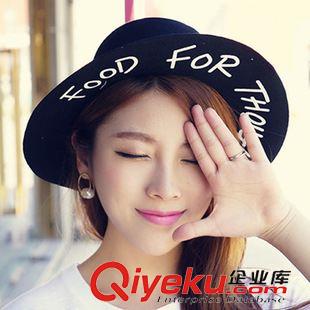 GD權(quán)志龍同款 時(shí)尚dp潮Food for thought字母街拍GD原宿風(fēng)羊毛平頂禮帽原始圖片3