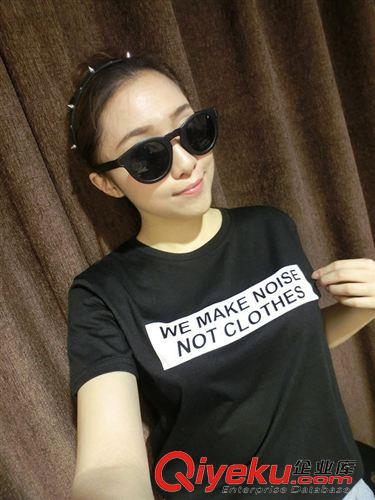 女士T恤 mihoshop ulzzang百搭港風(fēng)簡約字母情侶款短袖T恤女原始圖片2
