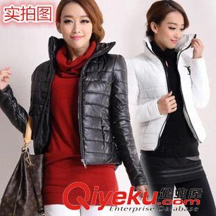 羽絨服 土豪金糖果色羽絨棉棉衣棉服修身女裝PU拼接學生大碼外套潮
