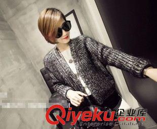 外套 韓國(guó)秋裝新款女裝亮絲復(fù)古百搭粗棒針混色毛絨毛衣外套開(kāi)衫原始圖片2