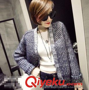 外套 韓國(guó)秋裝新款女裝亮絲復(fù)古百搭粗棒針混色毛絨毛衣外套開(kāi)衫原始圖片3