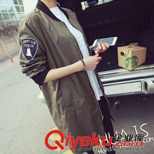 外套 2015新款印章中長(zhǎng)款原宿棒球服bf風(fēng)衣薄款外套寬松情侶女潮原始圖片3