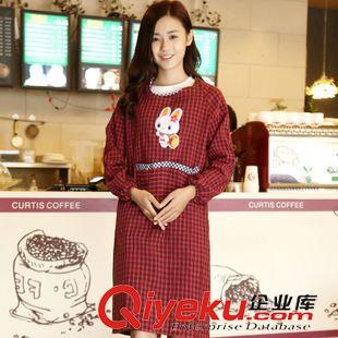 四季圍裙 熱銷時尚格子女士廚房罩衣居家防污圍裙批發(fā)原始圖片2