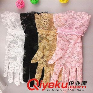 防曬手套 新款女式蕾絲大花邊防曬手套短款 蕾絲手套開車防紫外線原始圖片3