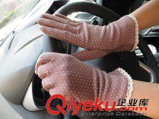 防曬手套 純棉防紫外線開車防曬防滑手套駕駛蝴蝶結點點花邊短款防曬手套