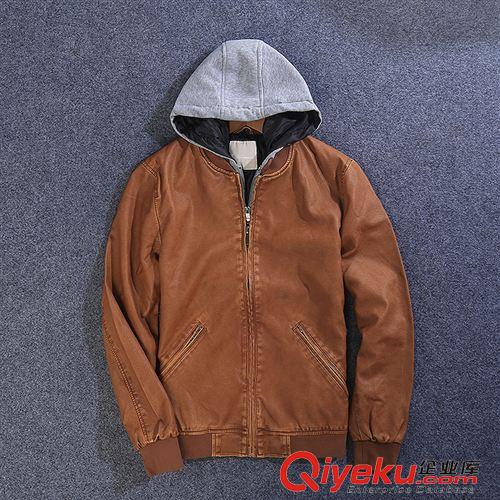 9月份秋裝{dy}期新品 外貿(mào)原單 尾單 原包裝男士加厚保暖PU皮衣外套 時(shí)尚假2件套皮衣男原始圖片2