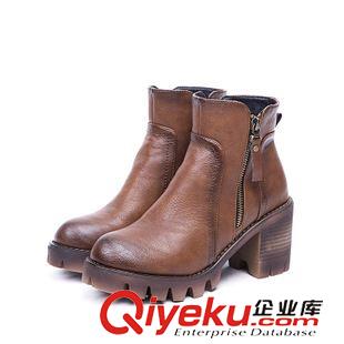 9月新款推薦 廠價(jià)直銷 秋冬季高跟厚底短靴女粗跟高跟英倫風(fēng)女靴子復(fù)古棉靴原始圖片2
