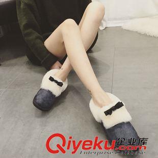 毛毛鞋 歐洲站秋冬季兔毛蝴蝶結女款毛毛鞋防滑平底豆豆鞋單鞋豹紋懶人鞋