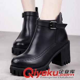 韓版原單 新款女鞋粗跟短靴秋冬季厚底防滑砂色馬丁靴英倫風(fēng)秋季女靴子