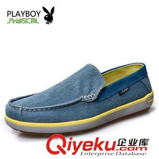 休閑鞋 PLAYBOY/花花公子一腳蹬帆布鞋新款男豆豆鞋純色休閑單鞋品牌原始圖片2