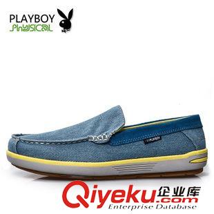 休閑鞋 PLAYBOY/花花公子一腳蹬帆布鞋新款男豆豆鞋純色休閑單鞋品牌原始圖片3