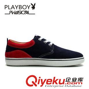 简约 一脚蹬 PLAYBOY/花花公子2015秋冬男士运动休闲鞋反绒皮板鞋英伦低帮鞋子