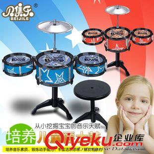 3-6歲 仿真架子鼓兒童益智手敲架子鼓3鼓帶椅嬰幼兒打擊樂器玩具套裝