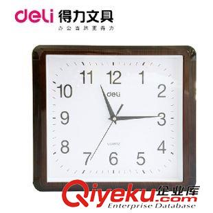 掛鐘系列 deli得力9007辦公/居家gd仿木紋掛鐘 34.5*30cm霸王機芯超靜音