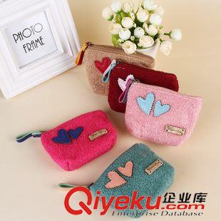 10月21號新品 可愛雙愛心毛呢零錢包 女士零錢包 短款拉鏈包包 十元店貨源批發原始圖片3