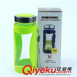 杯子 優(yōu)質(zhì)塑玻水杯單層玻璃杯子帶套350ml9.9 十元店貨源 義烏精品批發(fā)