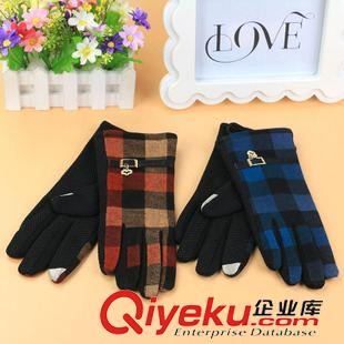 手套 冬季新款韓版格子手套 不倒絨保暖觸屏女士手套 10元店貨源百貨原始圖片3