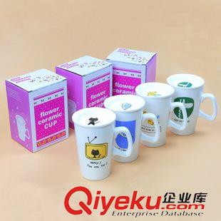 杯子 新款创意卡通陶瓷杯 带盖杯子 个性情侣杯 义乌杯子批发