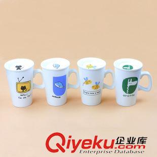 杯子 新款创意卡通陶瓷杯 带盖杯子 个性情侣杯 义乌杯子批发