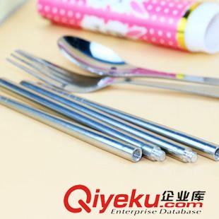 厨房用品 卡通不锈钢餐具户外野餐用品三件套桶装十元店货源义乌精品批发