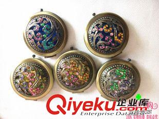 鏡子/梳子 復(fù)古古銅鏤空雙面折疊化妝鏡子 金屬小鏡子 2元精品十元店貨源原始圖片2