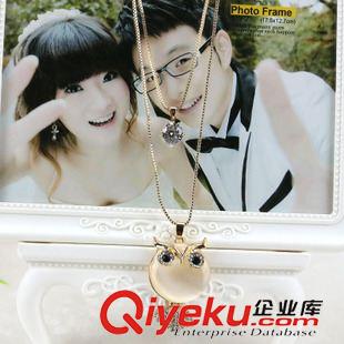 項(xiàng)鏈 新款時(shí)尚雙層貓頭鷹長項(xiàng)鏈  百搭毛衣鏈 女配飾 義烏飾品批發(fā)原始圖片2