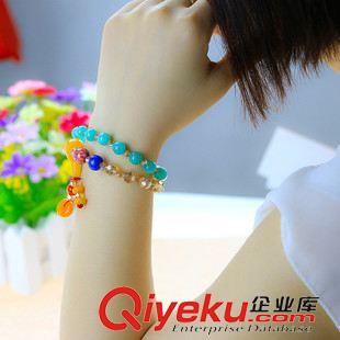 手鏈 熱賣新款韓版雙層蜜蠟水晶手鏈 女士繞兩圈串珠手鏈首飾義烏批發原始圖片2
