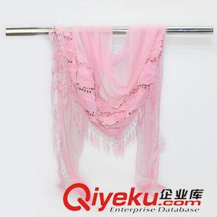 絲巾 春秋款蕾絲亮片刺繡花形三角巾女紗 9.9 十元店貨源 義烏精品批發(fā)原始圖片2