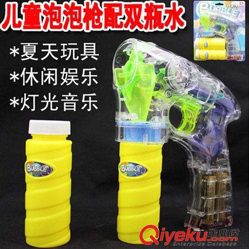 槍系列 兒童泡泡玩具 夏季沙灘戲水電動透明泡泡槍帶4燈太空音樂雙瓶水原始圖片2