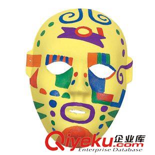 紙張類白膜上色 手繪紙漿彩繪京劇臉譜批發(fā)面具涂色舞會DIY美術(shù)材料 6個 EF25043原始圖片2