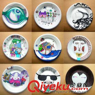 紙張類(lèi)白膜上色 白色紙盤(pán)子10個(gè)裝兒童手工繪畫(huà)粘貼涂鴉一次性幼兒園DIY材料批發(fā)原始圖片3