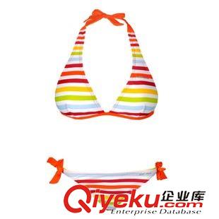 泳衣 [威瑪斯]女式分體泳衣 泳衣bjn 多彩條紋泳衣 韓版泳衣批發(fā)原始圖片2