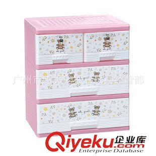 收納柜storage cabinet 鴻佳三層收納柜6223 帶鎖PP收納柜 素雅印花小熊圖案整理柜批發(fā)