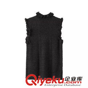 9.15新款 15秋裝新款 歐美風(fēng)修身款百搭木耳邊無(wú)袖針織衫  女原始圖片3