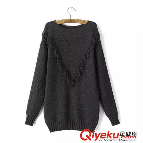 9.7新款 15秋裝新款  歐美風(fēng)修身款胸前流蘇長(zhǎng)袖毛衣 針織衫女原始圖片3