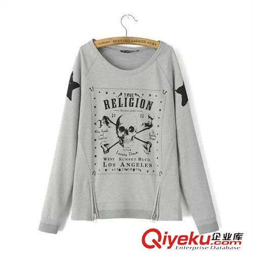 9.7新款 15秋裝新款 歐美風(fēng)修身款骨頭拉鏈長(zhǎng)袖衛(wèi)衣  女原始圖片3