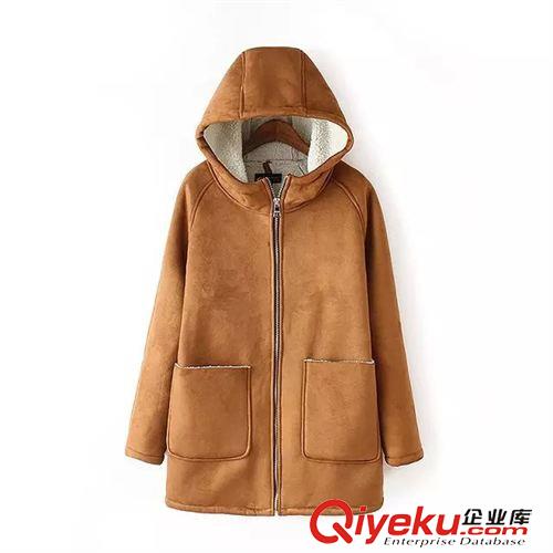 9.7新款 15秋裝新款  歐美風寬松款鹿皮羊羔毛大衣  外套女原始圖片3