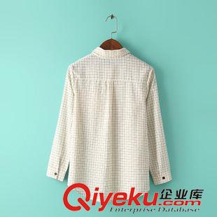 9.6新款 15秋冬新款 韓版修身款格子打底棉襯衫長袖翻領(lǐng)襯衣 襯衫女原始圖片2