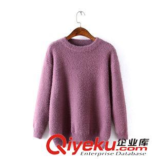 9.6新款 15秋冬新款  韓版寬松大碼貂絨純色套頭毛衣外套 女原始圖片2