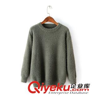 9.6新款 15秋冬新款  韓版寬松大碼貂絨純色套頭毛衣外套 女原始圖片3