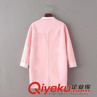 9.2新款 15秋裝新款 歐美風(fēng)寬松款麂皮絨中長款風(fēng)衣外套 女原始圖片2