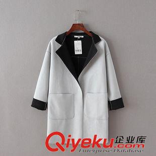 9.2新款 15秋裝新款 歐美風(fēng)寬松款麂皮絨中長款風(fēng)衣外套 女原始圖片3